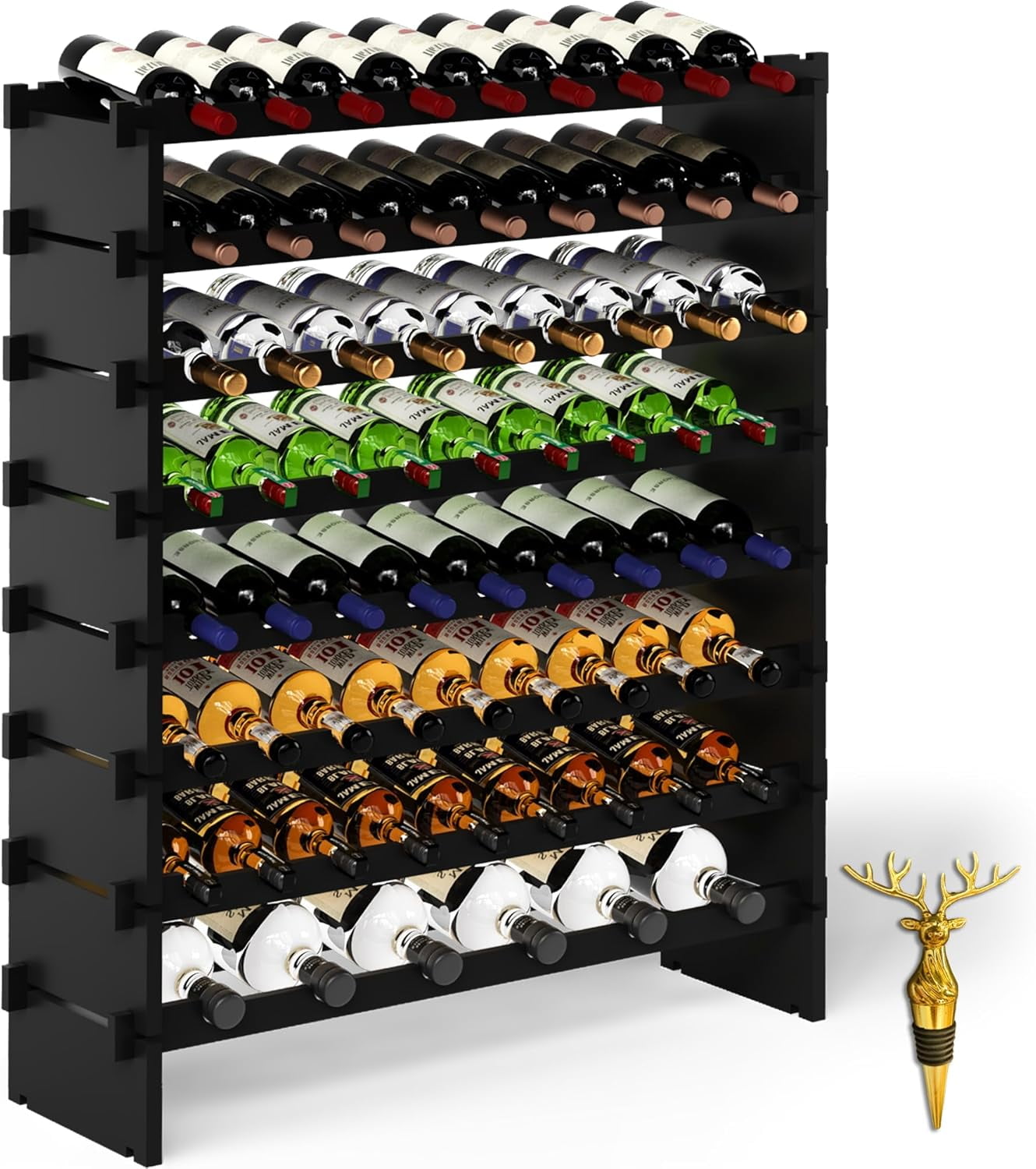 Wine Rack Freestanding Floor, Bamboo 8Tier 69 Wine Bottle Holder Racks