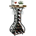 thumbnail image 1 of Wine Rack Freestanding Floor, Mini Bar Table Wine Holder Stand Liquor Cabinet with Glass Holder Wood Tabletop 14 Bottles Floor Wine Storage for Home Bar Kitchen Living Room (Patent Pending), 1 of 17