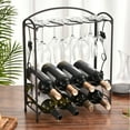 thumbnail image 1 of Wine Rack with Glass Holder, European Style Wine Racks Countertop, Metal Wine Glass Holder for 8 Bottles and 8 Wine Glasses Storage, Perfect for Bar, Cellar, Cabinet, Home, Kitchen, 1 of 9