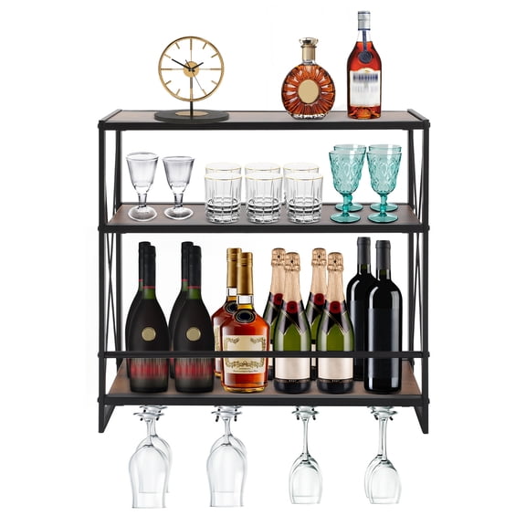 Wine Rack, Metal Wine Rack, Wall-Mounted Wine Bottle Rack 23.6*7.87*24.4in