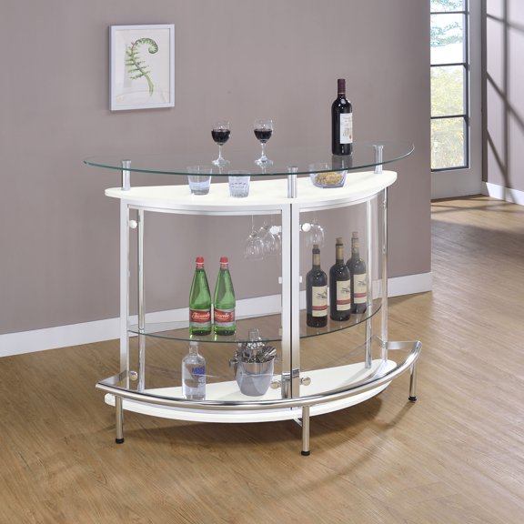Wine Rack Strick White Freestanding Glass Top Home Bar Wine Cabinet,Wooden Wine Rack