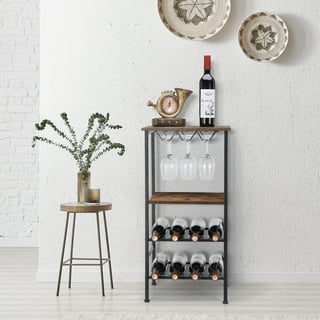 Industrial Gold Floor Wine Rack Metal 4 Piece 48-Bottle Vertical Tall Wine  Rack