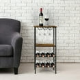 thumbnail image 1 of Wine Rack Table Industrial Wine Rack Freestanding Floor with Glass Holder,Brown, 1 of 12
