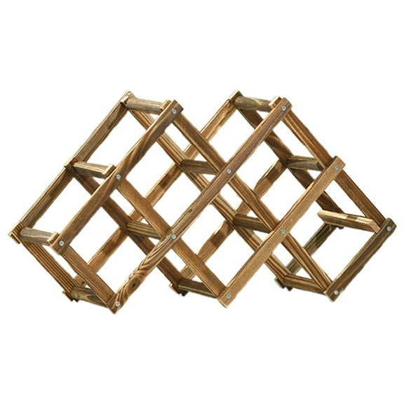Wine Rack, Wood Wine Storage Racks Countertop, 6 Bottle Wooden Stackable Wine Cellar Racks, Foldable Tabletop Free Standing Wine Bottle Stand Holder Display Shelf for Home Kitchen Bar Cabinets