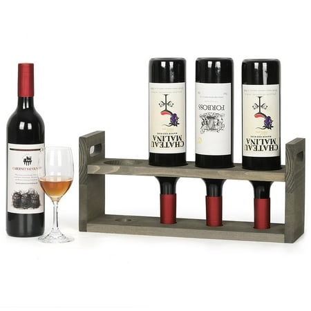 Wine Rack for Countertop Cabinet Bar, Wooden Tabletop Wine Holder Hold 4 Bottles