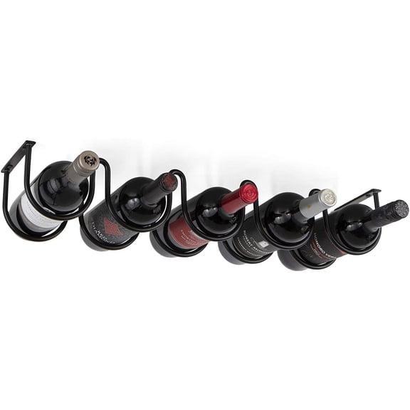 Wine Rack for Kitchen Organization and Storage, Under Cabinet Organizer for 5 Liquor or Wine Bottles, Metal Black