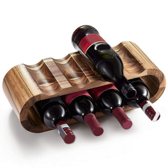 Wine Racks Countertop Bottle Holder- 2 Tier 8 Bottle Wood Wine Storage Racks Small Wine Rack Organizer Rustic Wine Rack