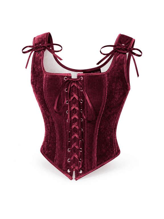 Wine Red 18 Renaissance Bustier Bodice Corset Tops For Women