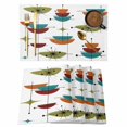 thumbnail image 1 of Wine Red Boho Placemats Set of 4, Geometric Abstract Bohemian Color Block Placemats for Dining Table, Place Mats for Kitchen Tabletop, Waterproof Wipeable Dining Table Mats Set, 1 of 9
