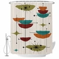 thumbnail image 1 of Wine Red Boho Shower Curtain, Waterproof Shower Curtains for Bathroom, Orange Geometric Bohemian Color Block Washable Fabric Bathtub Curtain Set Bath Decor with 12 Hooks Standard 72"x72", 1 of 8