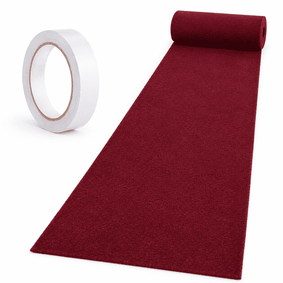 Wine Red Carpet Runner for Wedding Party Aisle with Tape