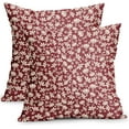 thumbnail image 1 of Wine Red and Cream Floral Pillow Covers 18x18 Inch Set of 2 Vintage Flower Outdoor Decorative Throw Pillows Small Floral Block Print Rustic Farmhouse Pillowcases for Couch Decor, 1 of 6