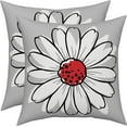 thumbnail image 1 of Wine Red Daisy Pillow Covers 16x16 Set of 2, Red and Gray Outdoor Throw Pillow Covers Spring Summer Floral Pillowcase Accent Home Decorations Cushion Case for Living Room Bedroom, 1 of 6