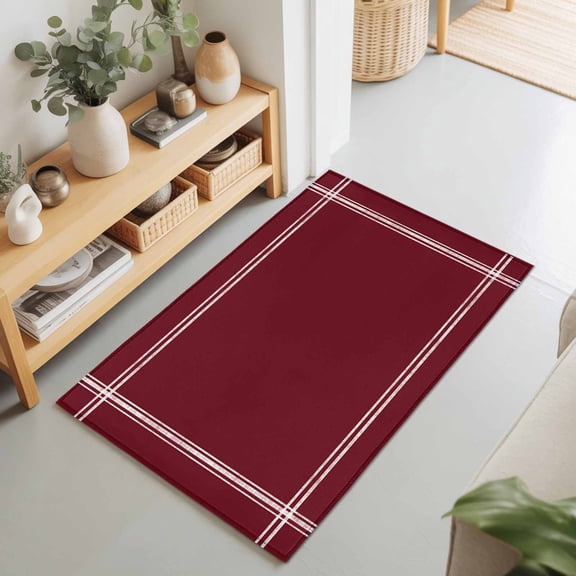 Wine Red Dark Maroon Rectangle Area Rug 2x3ft,Living Room Rug Non-Slip Washable Circle Rugs Pad,Burgundy Red Soft Floor Carpet for Bedroom Dining Room