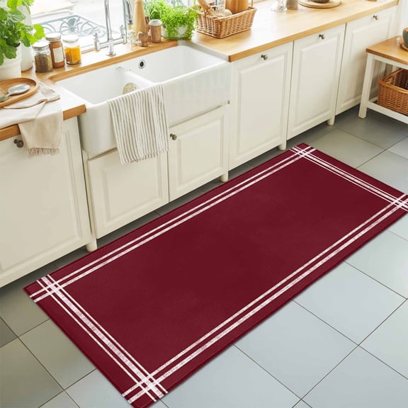 Wine Red Dark Maroon Rectangle Area Rug 2x6ft,Living Room Rug Non-Slip Washable Circle Rugs Pad,Burgundy Red Soft Floor Carpet for Bedroom Dining Room