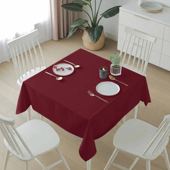 Wine Red Dark Maroon Table Cloth 54x54in, Waterproof Square Tablecloth Wipeable Tablecloths Burgundy Red Table Covers for Dining Tables Party Indoor Outdoor
