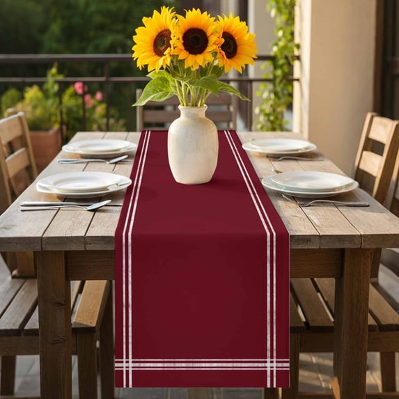 Wine Red Dark Maroon Table Runner-70 Inch Long Burgundy Red Table Runners Linen Burlap Tablerunner for Kitchen Dining Room Holiday Party