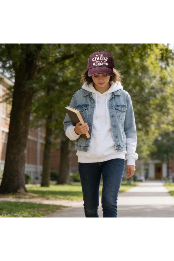 Wine Red Embroidered Baseball Cap It's Not My Circus It's Not My Monkey Funny Dad Hat