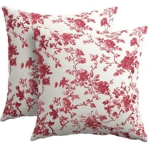 Wine Red Floral Pillow Covers 18x18 Inch Set of 2 Red and Cream Chinoiserie Flower Outdoor Decorative Throw Pillows Vintage Rustic Toile Pillowcases Cushion Covers for Couch Home Decor