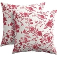 thumbnail image 1 of Wine Red Floral Pillow Covers 18x18 Inch Set of 2 Red and Cream Chinoiserie Flower Outdoor Decorative Throw Pillows Vintage Rustic Toile Pillowcases Cushion Covers for Couch Home Decor, 1 of 4