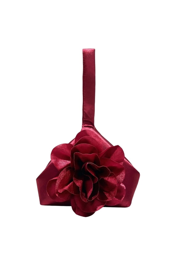 Wine Red Flower Clutch Purse for Women, Small Wristlet Evening Bag, Floral Formal Clutch for Wedding Guest, Prom, Cocktail