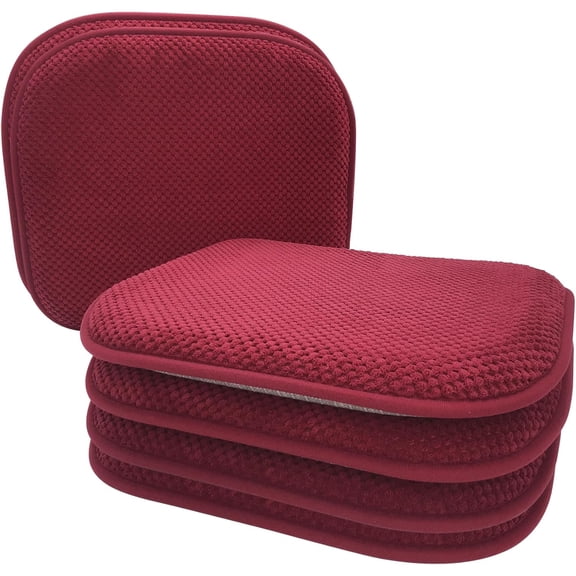Wine Red Foam Seat Cushions Kitchen Chairs Pads for Dining Chairs 6 Pack Non Slip Patio Seat Cushions Washable U Shaped Soft Thick Large Metal Wooden Chair Cushions,17" x 15"