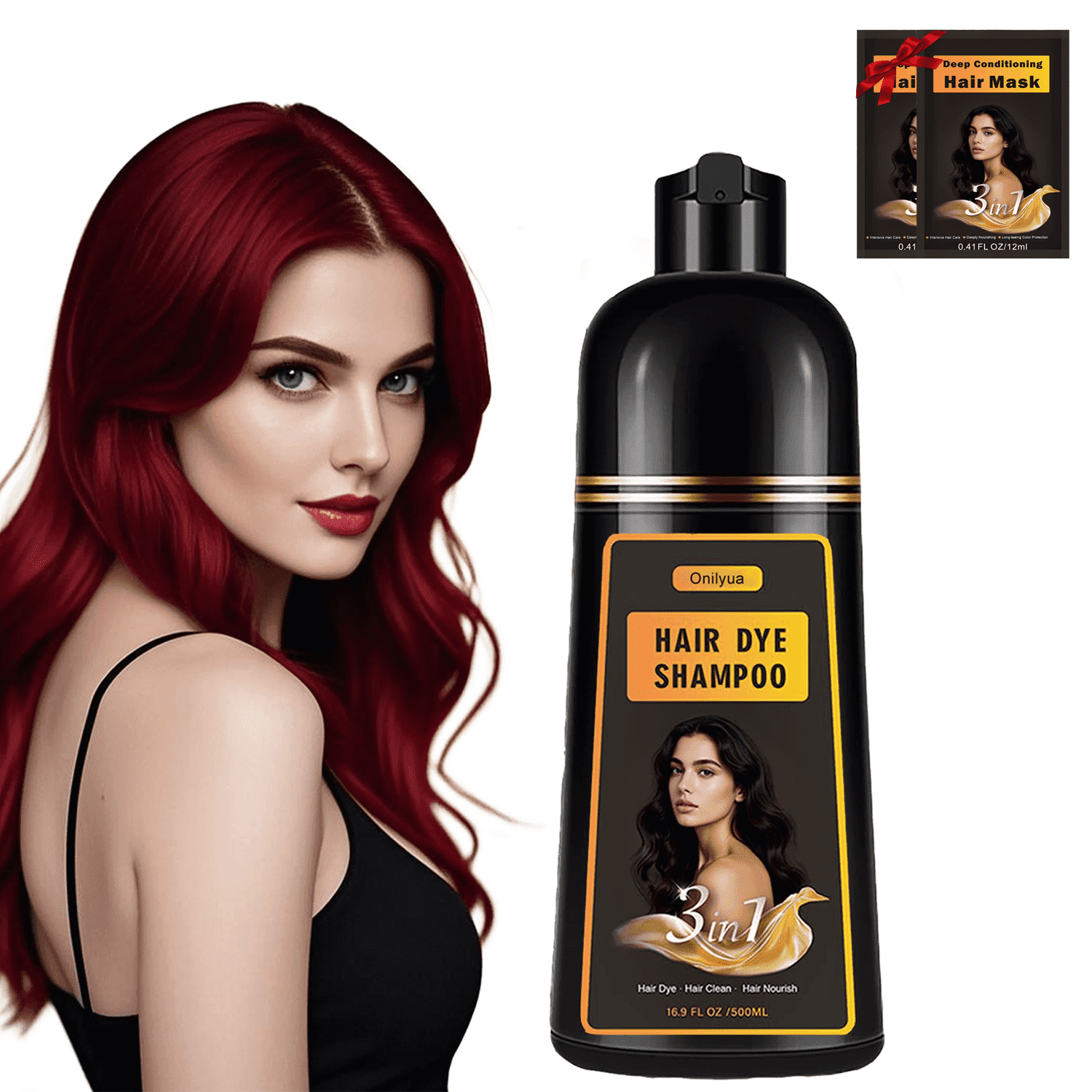 Hair Dye Shampoo 3 in 1, Long-Lasting Gray Hair Coverage, Natural