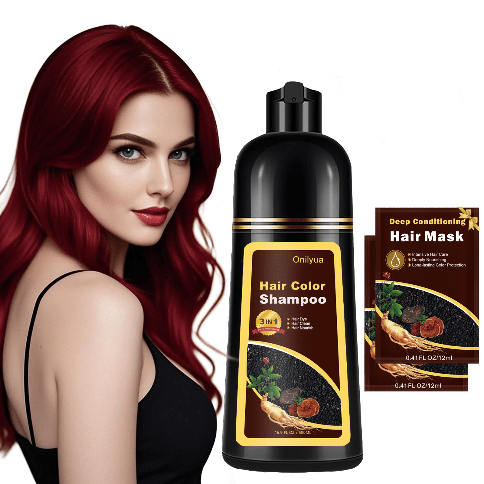 Onilyua, Hair Dye Shampoo 3 in 1, 16.9 Fl Oz, Gray Hair Coverage