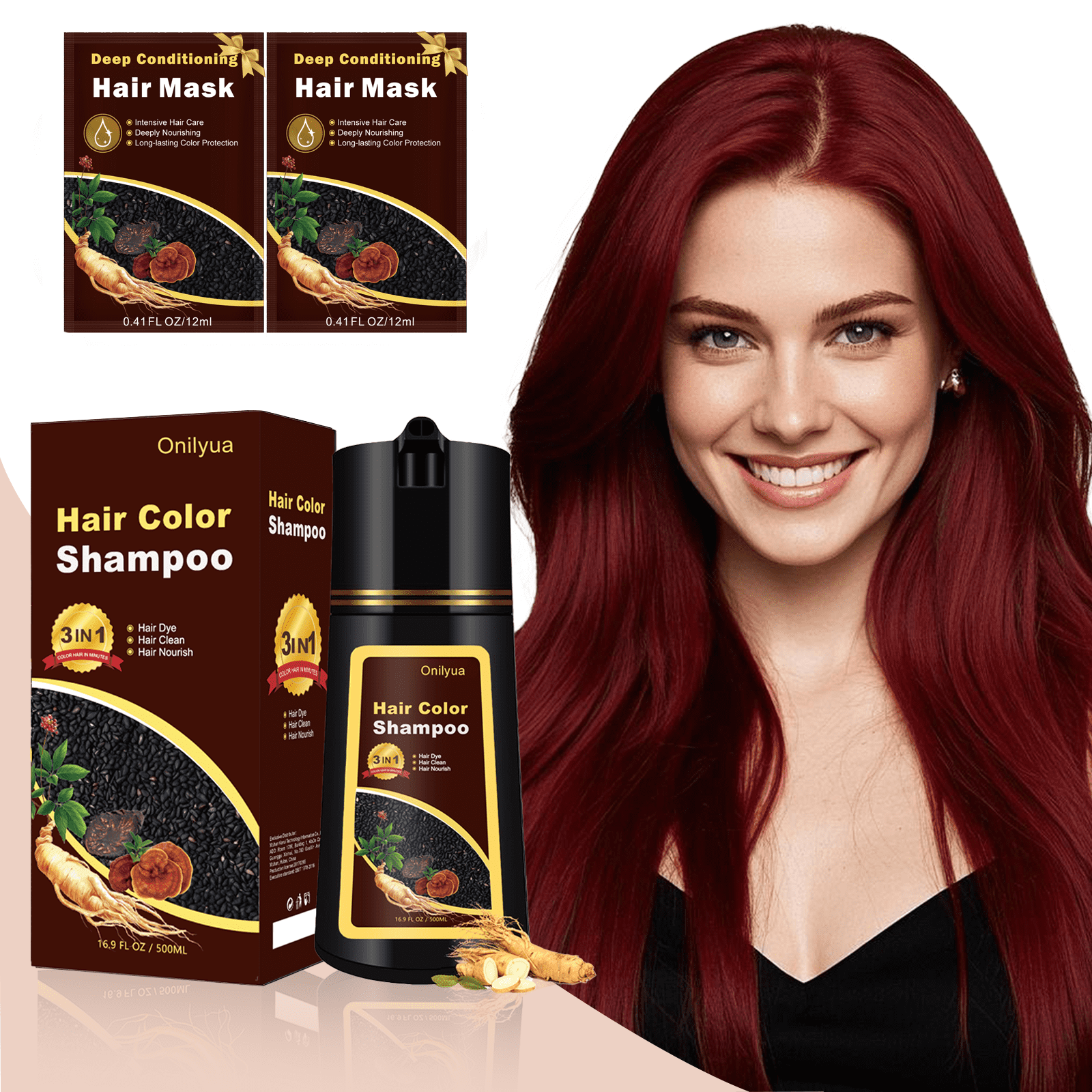 Onilyua, Hair Dye Shampoo, 16.9fl oz, Chestnut Brown for Gray