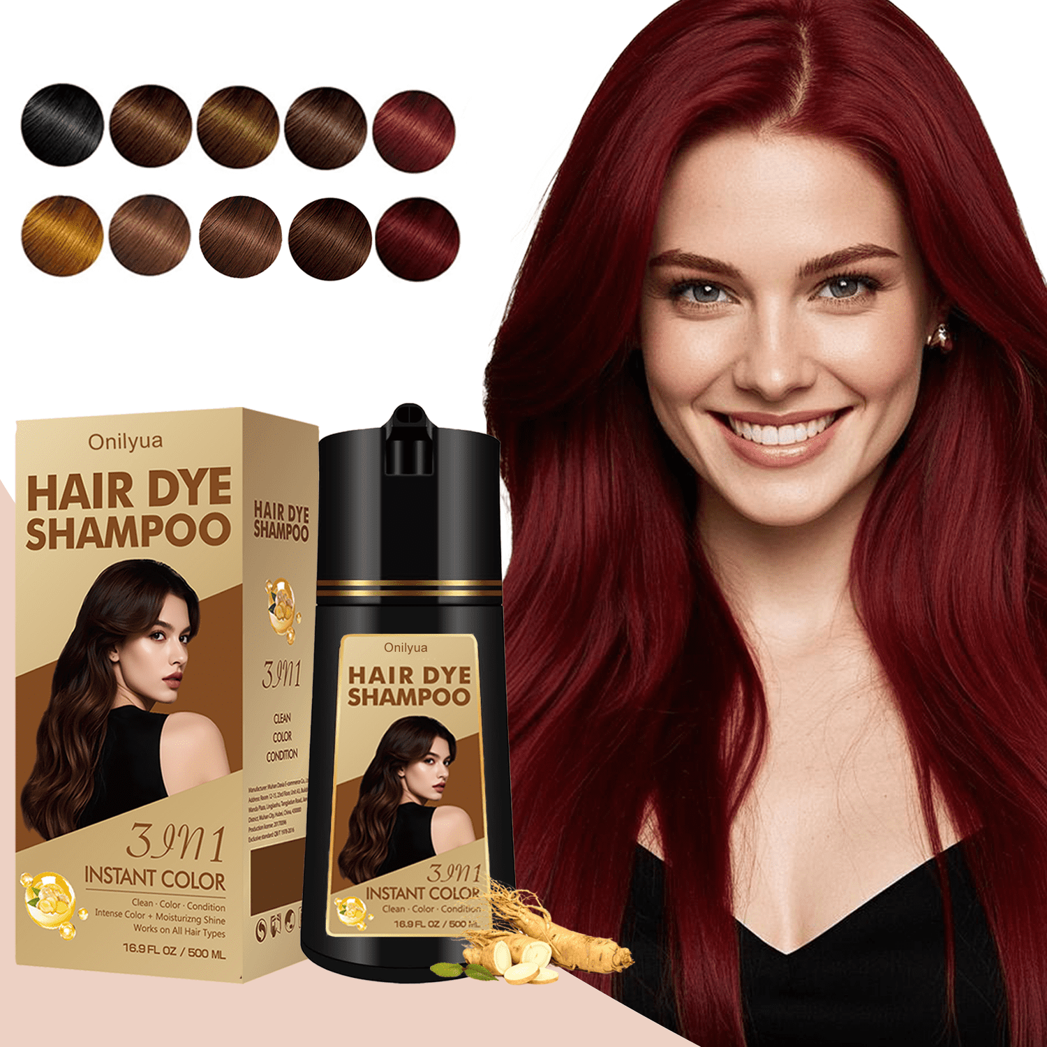 IEMOKODA Dark Brown Plant-Based Hair Color Shampoo for Women & Men
