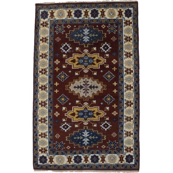 Wine Red Kazak 5X8 Oriental Area Rug Carpet