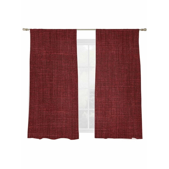 Wine Red Linen Sheer Curtains 72 inches Long, Farmhouse Pure Color Country Farm Light Filtering Sheer Window Curtains Rod Pocket Voile Drapes for Bedroom Living Room, 2 Panels 52"W x 72"L