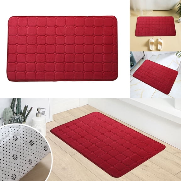 Wine Red Memory Foam Kitchen and Bathroom Rug, Non-Slip Indoor Outdoor Carpet, 60x40cm, Soft and Durable for High Traffic Areas
