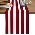 thumbnail image 1 of Wine Red Striped Table Runner 90 Inches Long,Vintage Classic Horizontal Stripes Cotton Linen Table Runners Dresser Scarves,Fabric Tabletop Scarf Furniture Cover for Home Dinner Party 13"x90", 1 of 9