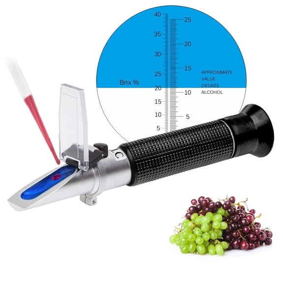 Wine Refractometer Brewing Measuring Sugar Content in Original Grape Juice & Predicting Wine Alcohol 0-40% Alcohol 0-25% ,Operation is Simple