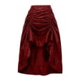 thumbnail image 1 of Wine Satin Hi Low Ruched Ruffle Skirt, 1 of 3