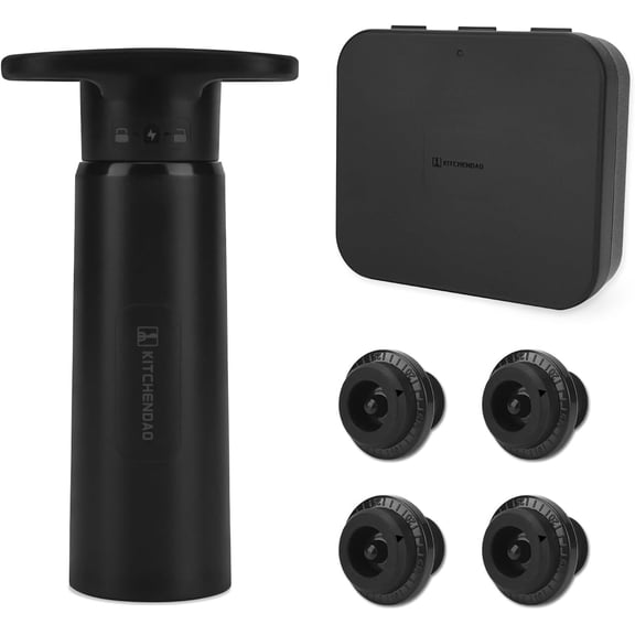 Wine Saver Pump with Sound Indicator, 4 Vacuum Wine Stoppers and Storage Box, Reusable Wine Stoppers Preserver to Keep Wine Fresh - Designed with U.S. Patent