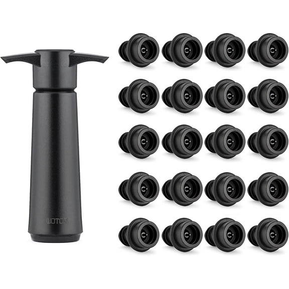 Wine Saver Pump with 20 Vacuum Stoppers, Wine Stopper, Wine Preserver, Reusable Bottle Sealer Keeps Wine Fresh (Wine Pump + 20 stoppers)