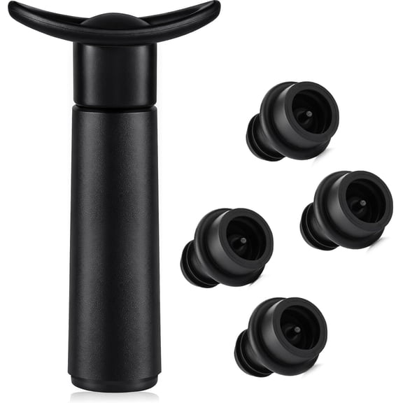 Wine Saver Vacuum Pump with Stoppers, Wine Stopper & Preserver, Reusable Bottle Sealer | Airtight Seal | Keep Wine Fresh Longer (1 Pump + 4 Stoppers