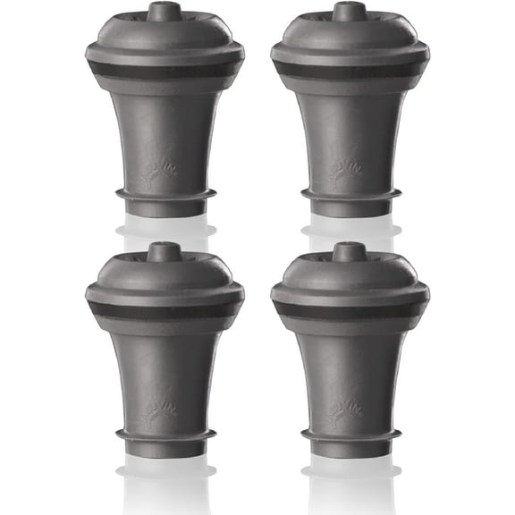 Wine Saver Vacuum Stoppers Set of 4 Gray Airtight Seal for Opened Bottles to Preserve Freshness Up to 10 Days Food-Grade Rubber Reusable & Dishwasher Safe