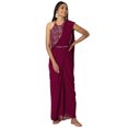 thumbnail image 1 of Wine Sequin Cape Belted Pre-Stitched Saree With Attached Blouse, 1 of 6