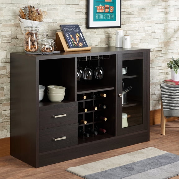 Wine Server for Dining & Living | Store Glassware, Accessories & Wine Bottles | Synthetic Wood Construction, Durable & Elegant | Solve Home Storage & Display Problem