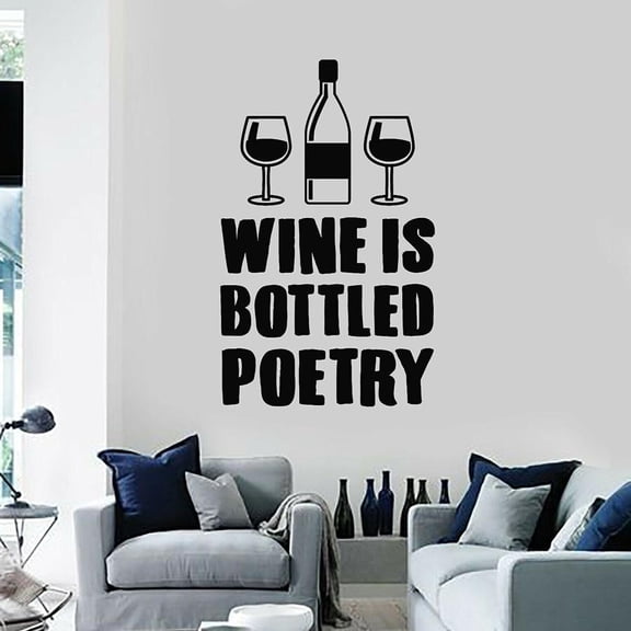Wine Shop Sign Kitchen Quotes Wine Is Bottled Poetry Wall Decal Vinyl Sticker Home Decor Wall Decal Interior Decor Mural 67x42cm