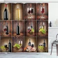 thumbnail image 1 of Wine Shower Curtain Heart Shape with Spilling Red Wine In Glasses Romantic Valentines Day Cloth Fabric Bathroom r Set, 1 of 5