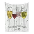 thumbnail image 1 of Wine Soft Flannel Fleece Throw Blanket, 4 Main Types of Wine with Their Names Glasses Vintage Rustic Wood Backdrop Drawing, Cozy Plush for Indoor and Outdoor Use, 50" x 60", Multicolor, by Ambesonne, 1 of 6