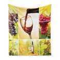 thumbnail image 1 of Wine Soft Flannel Fleece Throw Blanket, Habitat Collage Pouring Bottle and Leaves Farm Harvest Time in Autumn Village, Cozy Plush for Indoor and Outdoor Use, 50" x 70", Green Red, by Ambesonne, 1 of 5