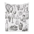 thumbnail image 1 of Wine Soft Flannel Fleece Throw Blanket, Hand Drawn Wine Set in Sketch Style Vintage Gourmet Country Themed Artwork, Cozy Plush for Indoor and Outdoor Use, 70" x 90", Charcoal Grey White, by Ambesonne, 1 of 6