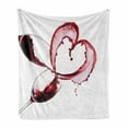 thumbnail image 1 of Wine Soft Flannel Fleece Throw Blanket, Heart Shape Spilling Red Drink in Glasses Romantic Valentines Day Concept, Cozy Plush for Indoor and Outdoor Use, 50" x 60", Burgundy White Pink, by Ambesonne, 1 of 6