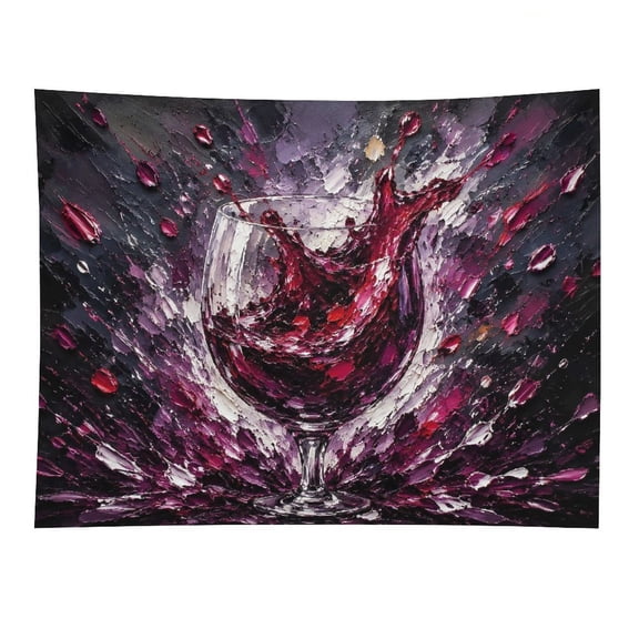 Wine Splash Still Life Wall Tapestry Decorative, Aesthetic Fabric Wall Hanging Art for Bedroom Living Room Dorm, Durable & Lightweight Wall Decor with Hanging Kit 30"×40"