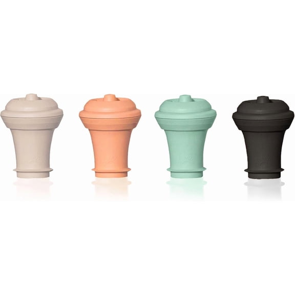 Wine Stopper Set 4 Pack Wine Bottle Stopper Cork Alternative Vacuum Wine Stoppers for Wine Bottles Reusable Rubber Bottle Stoppers for Wine Saver Pump Multicolored